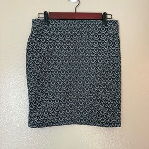 LOFT Black and White Geometric Mini Skirt
